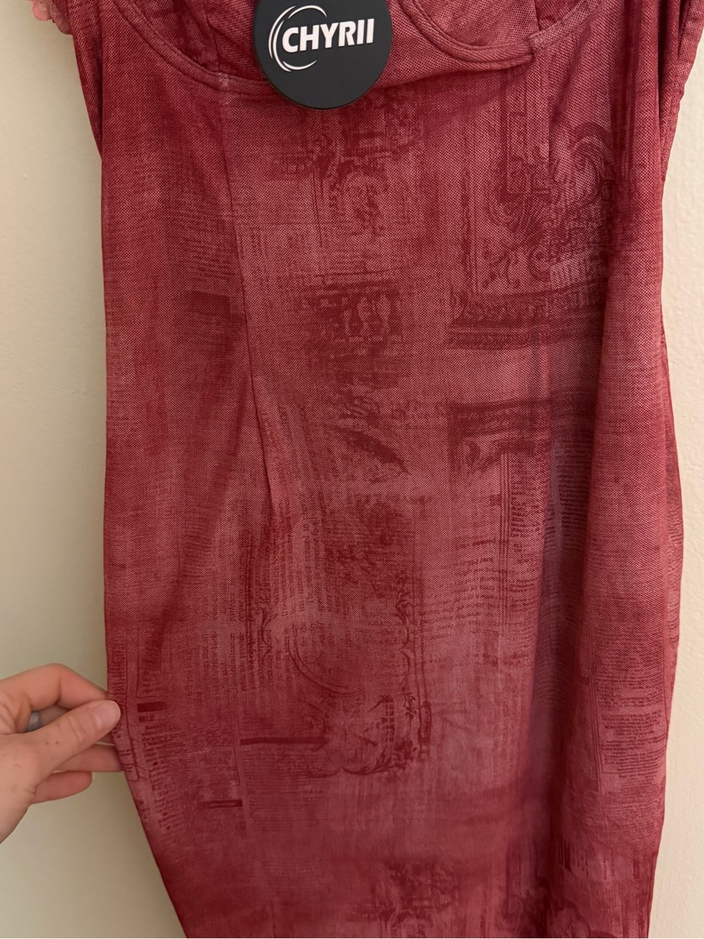 CHYRII Red Lace Trim Body con Dress - NWT - Picture 3 of 8